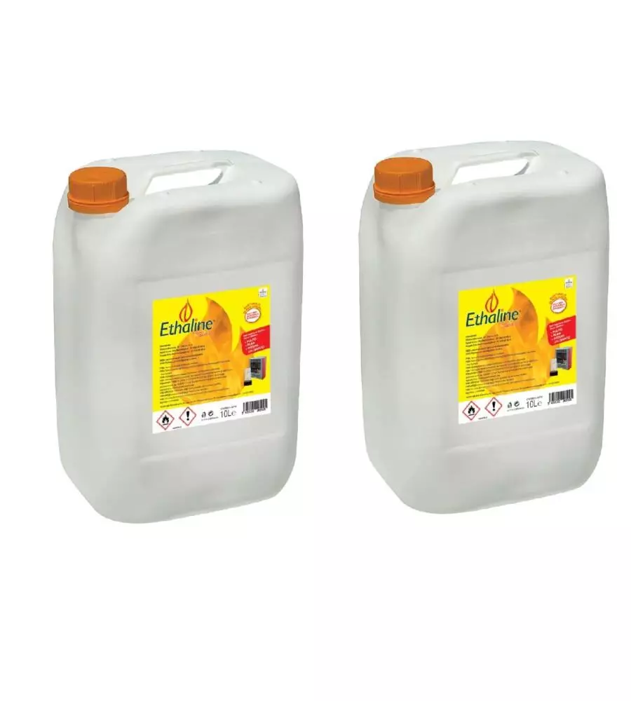 Bioetanolo liquido 2 taniche da 10 lt ethaline - totale di 20 litri